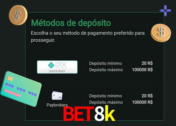 O cassino bet8k oferece uma grande variedade de métodos de pagamento